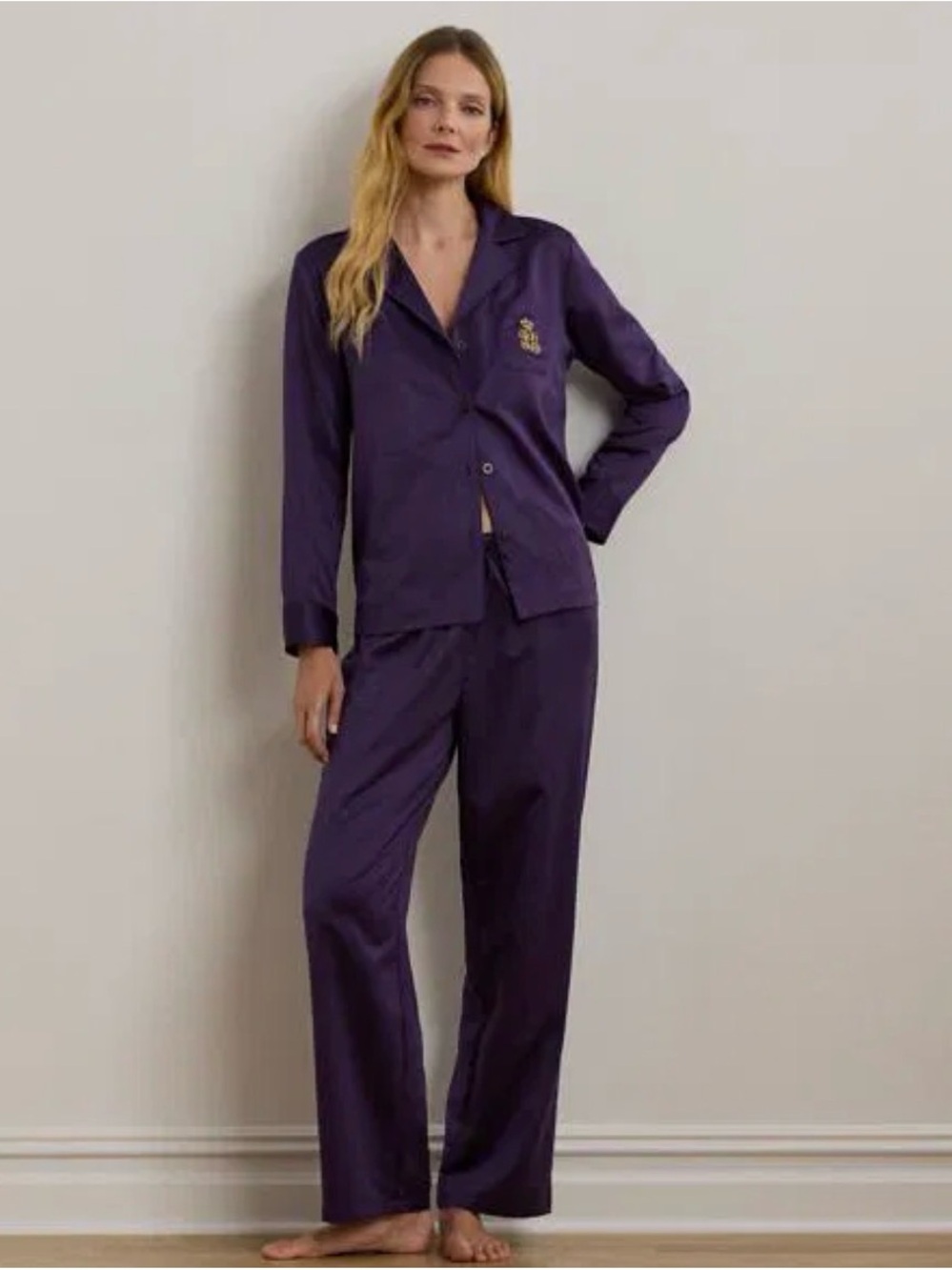 Lauren Ralph Lauren Women’s Purple Satin pajama set crown crest